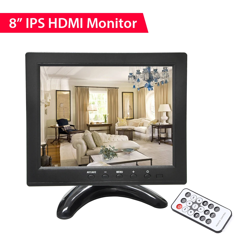 

8 дюймов маленький ЖК-дисплей монитор Портативный 1024x768 Поддержка HDMI/VGA/AV/BNC/USB Вход для ПК видеонаблюдения Камера