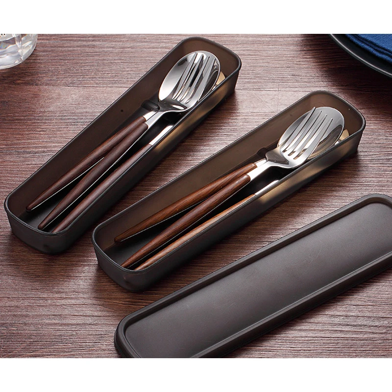 Новый универсальный черный портативный разъем столовые приборы из PP коробка для