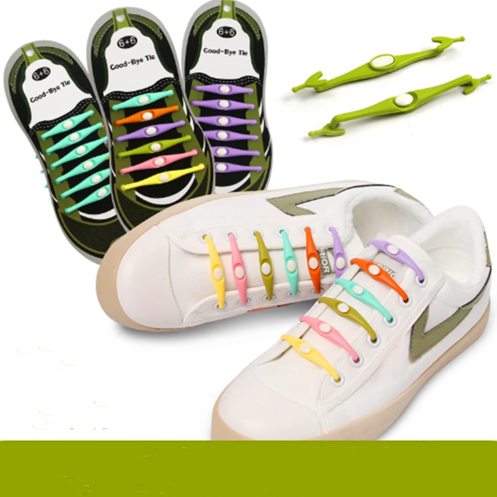 

Силиконовые шнурки 12 шт./лот, круглые эластичные шнурки для обуви, специальные резиновые шнурки без завязывания для мужчин и женщин