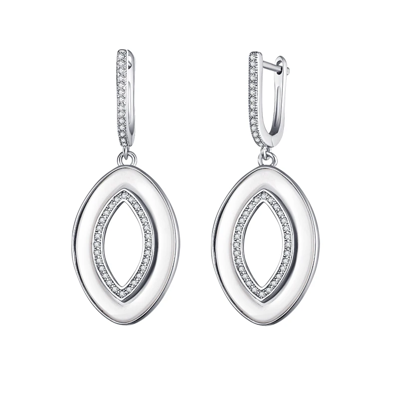 silver white Женские керамические серьги-подвески MAIKALE, простые черно-белые серьги с фианитом золотистого/серебристого цвета, модные ювелирные изделия для подарка девушке - Окраска металла: silver white