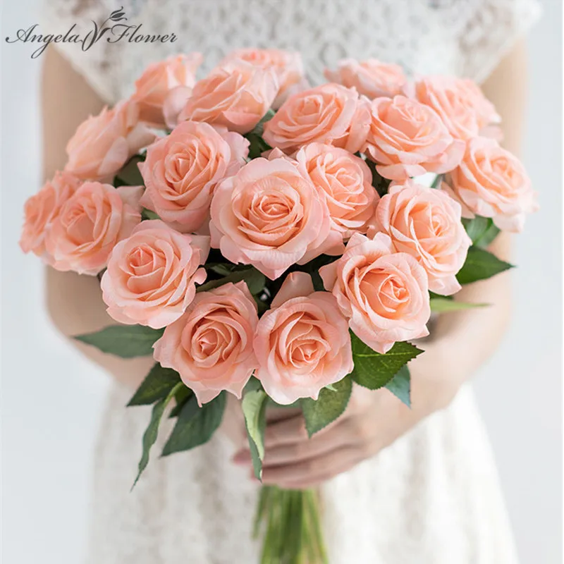 Бесплатная доставка (11 шт./лот) свежие розы искусственные цветы настоящие на