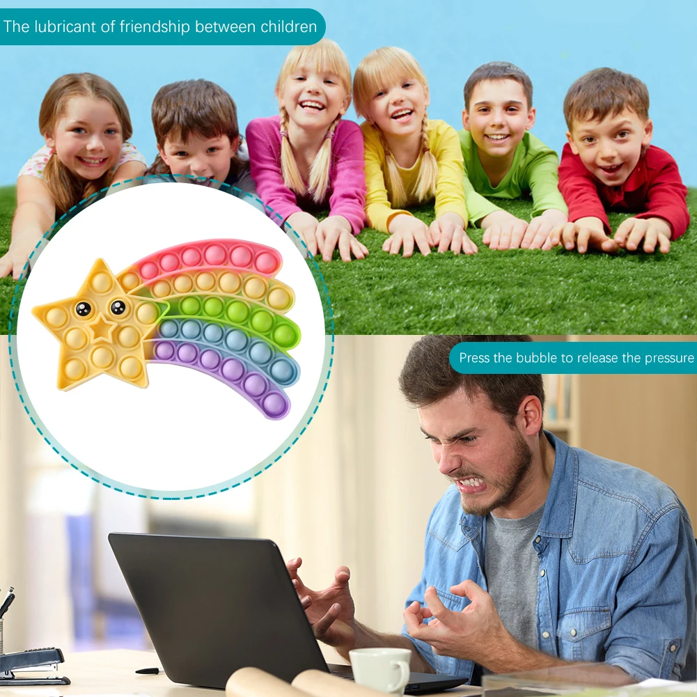 

Star Shaped Silicone Push Bubble Sensory Toy Autism Anti Stress Adult Desktop Decompression Focus Training Toy