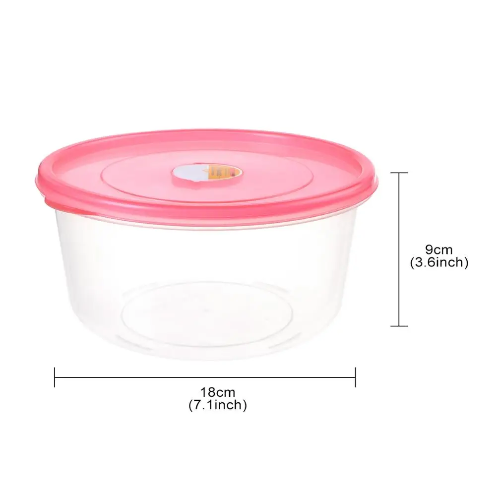 

Saim Storage Lunch Box Plastic Food Container Box 5pcs Seal Container Lunchbox Round Transparent Large Food Kitchen Storage