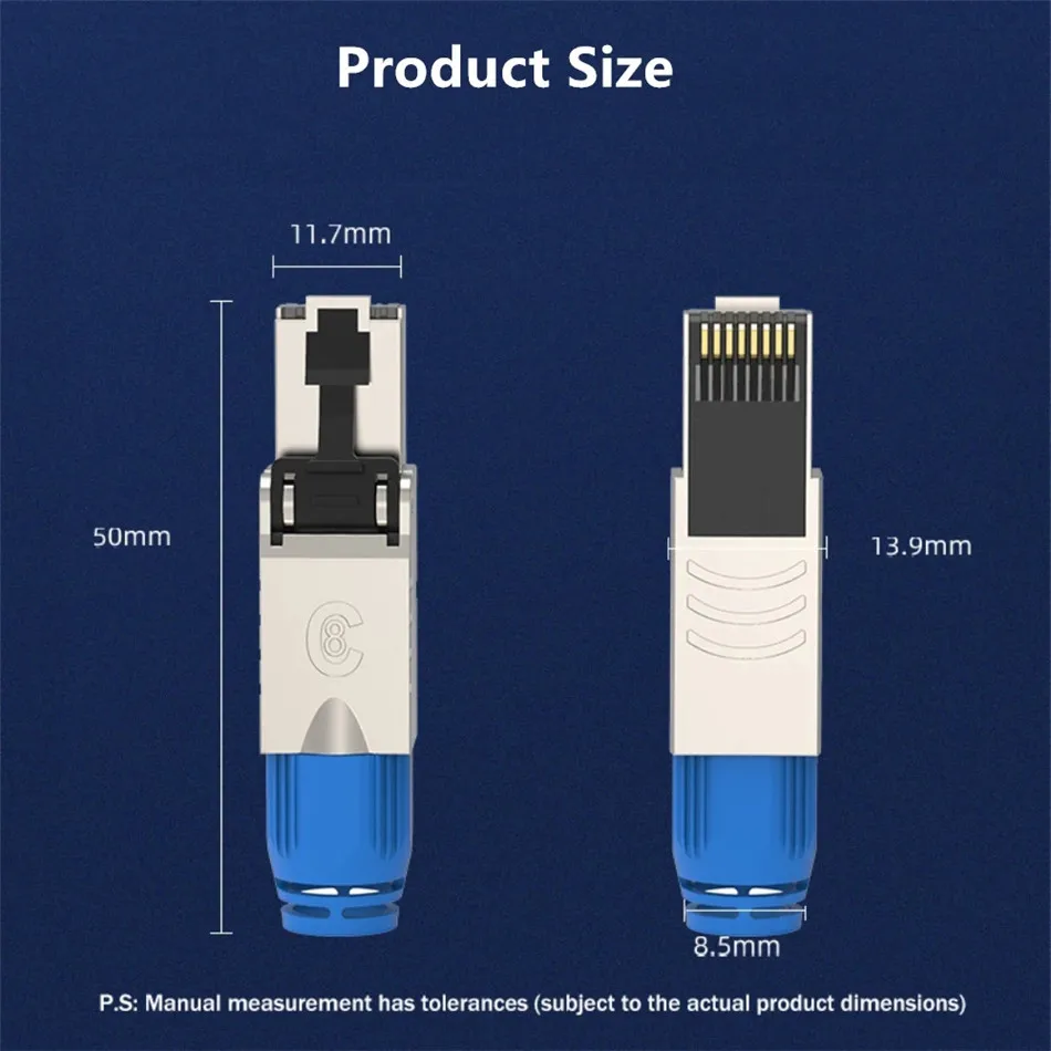 Cat8 Keystone Jack RJ45 Cat 8 полевой разъем для завершения работы 40 г 2000 МГц экранированный