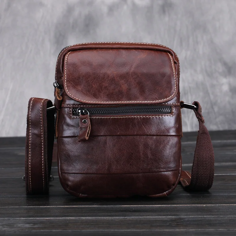 

Men's leather Single Shoulder Bag Messenger Bag casual bag single shoulder bag head leather men's bag