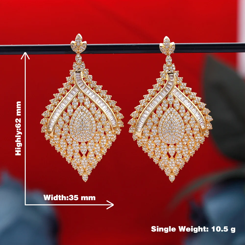 

Famous Jewelry Brand Elegant Exquisite Women Earrings Cubic Zirconia High Quality Saudi Arabia Bridal Ear Ornament For Wedding