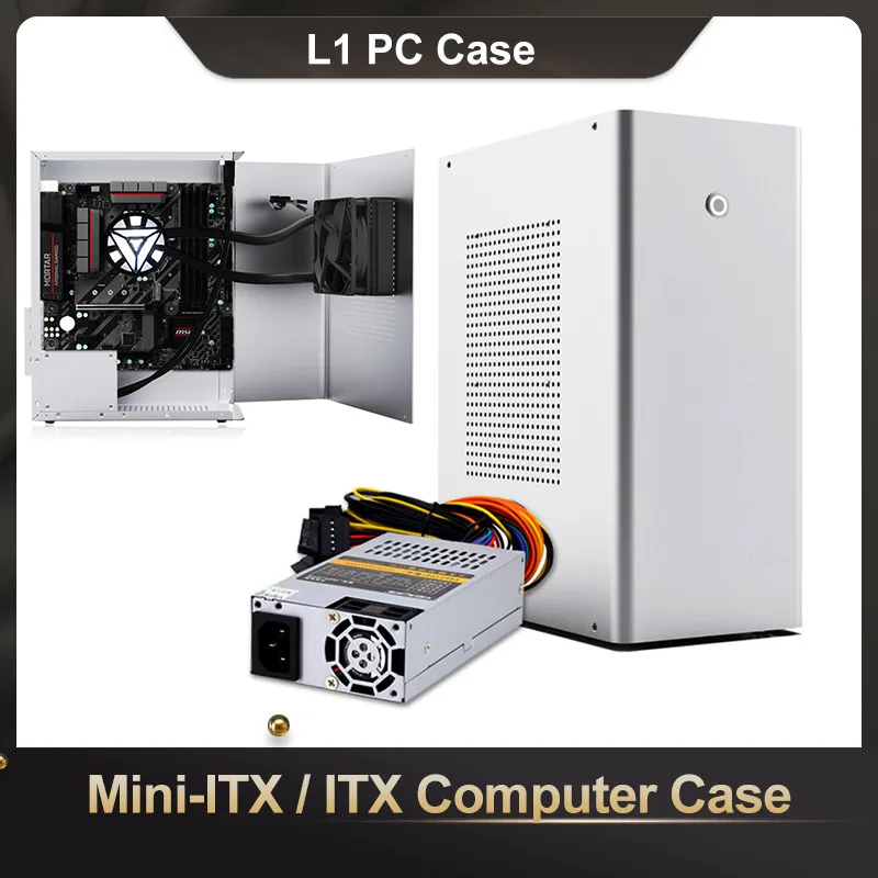 

Чехол для компьютера L1 Mini-ITX/ITX, алюминиевый корпус шасси для HTPC 1U, гибкий блок питания, USB 3,0, для домашнего кинотеатра, для компьютерных игр, м...