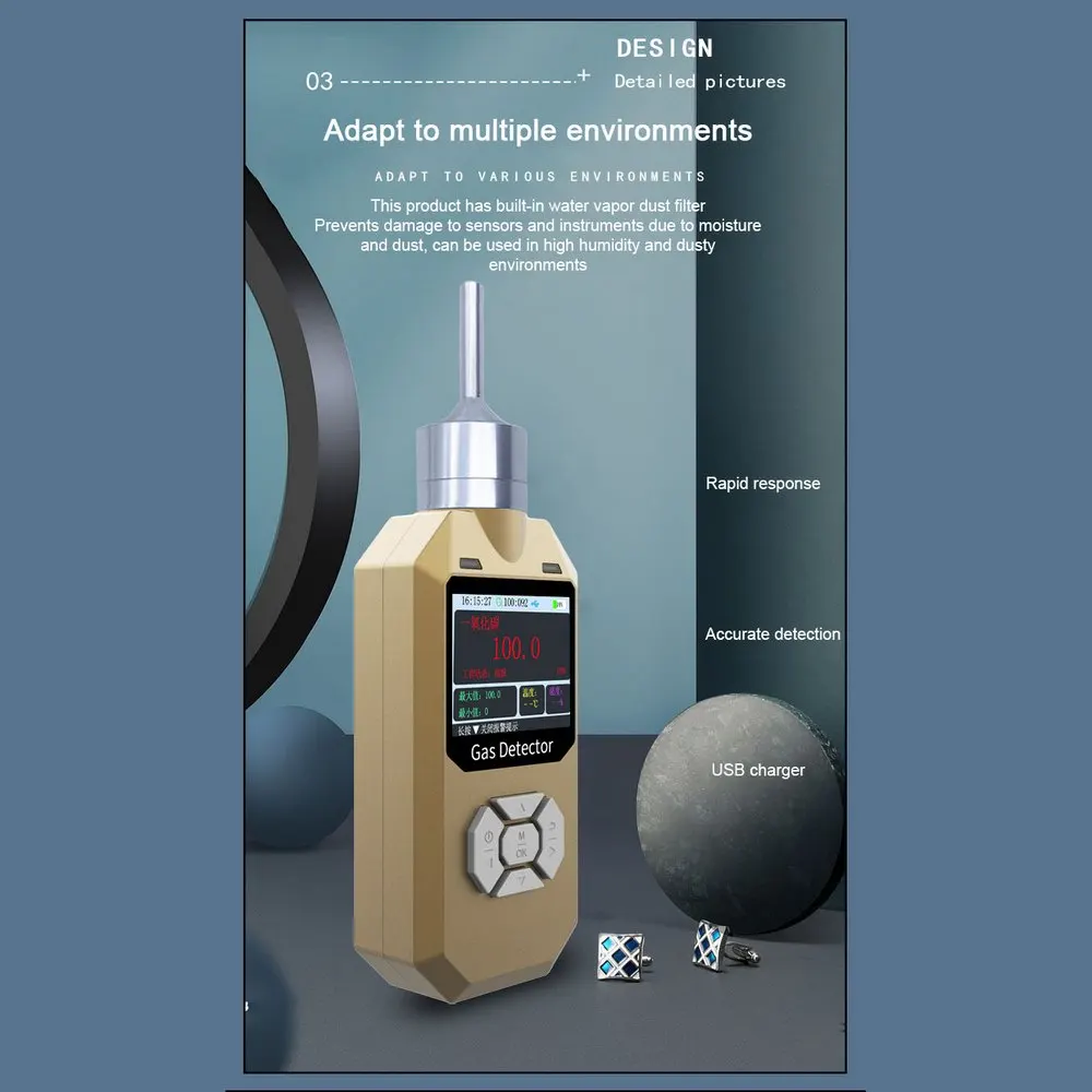 

O3 Ozone Detector Pump Gas Monitor Accuracy 0.01ppm Pump Suction with Sound Light Shock Alarm Gas Sensor O3 Gas Analyzer