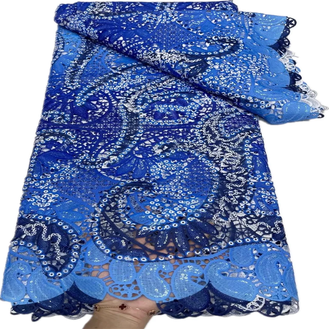 

Nigerian Guipure Lace Fabric 2021 High Quality African Swiss Voile Lace Embroidery French Sequins Net Fabric For Sewing Clothes