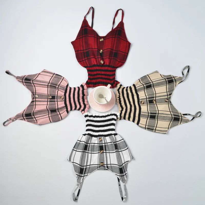 

Summer Girls College Plaid Knitted Tank Top Female Knitwear Preppy Style Y2K Clothes Casual Crop Sweater Vest Streetwear