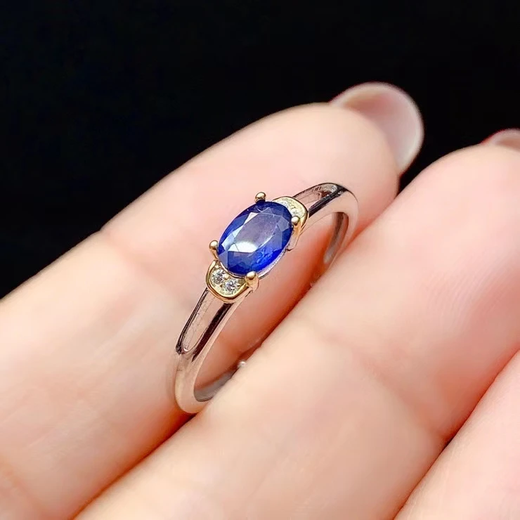 Очаровательный синий натуральный сапфир кольцо для женщин ювелирные изделия