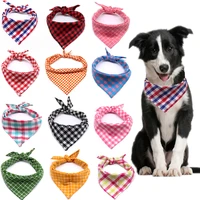 1pcs dog scarf plaid style puppy cat dog bandanabibs cotton washable bandana dog accessories for small dog grooming products