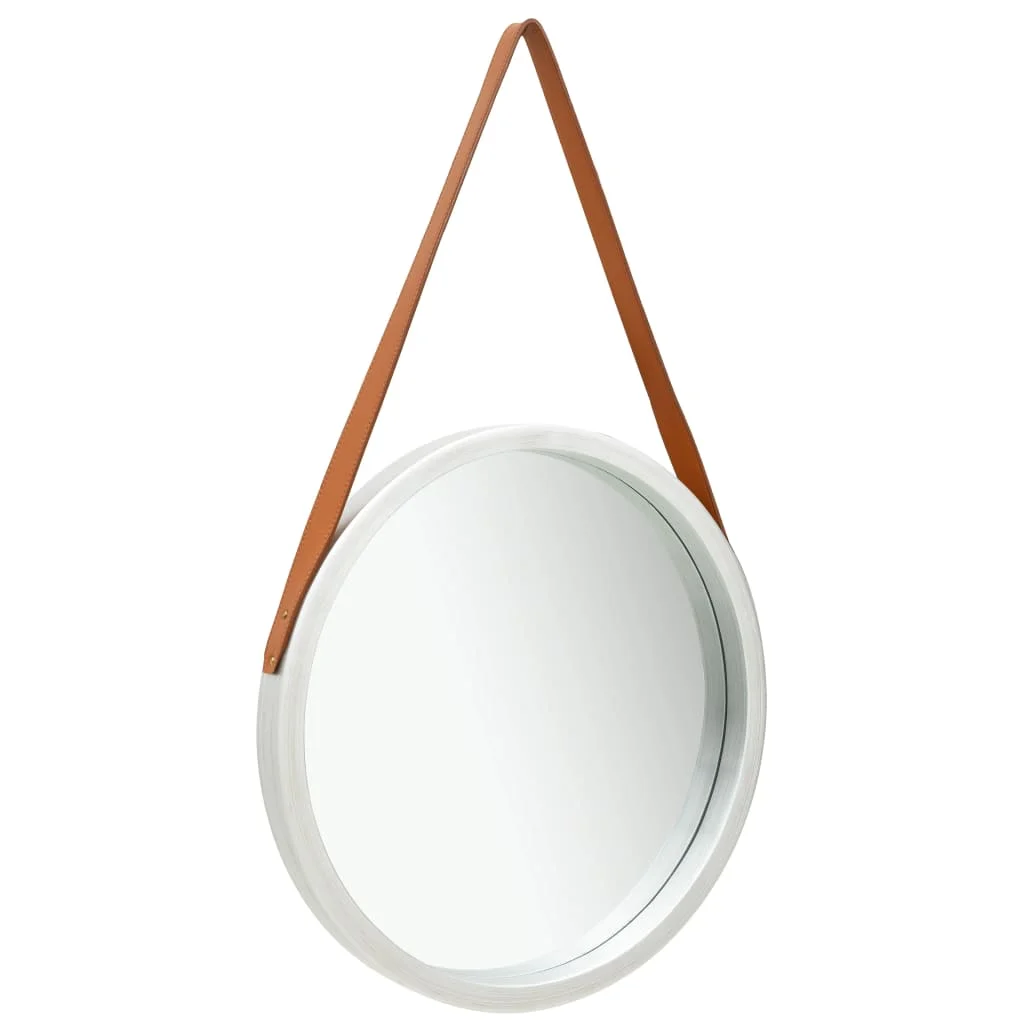 

Wall Mirror with Strap 16.7" Silver