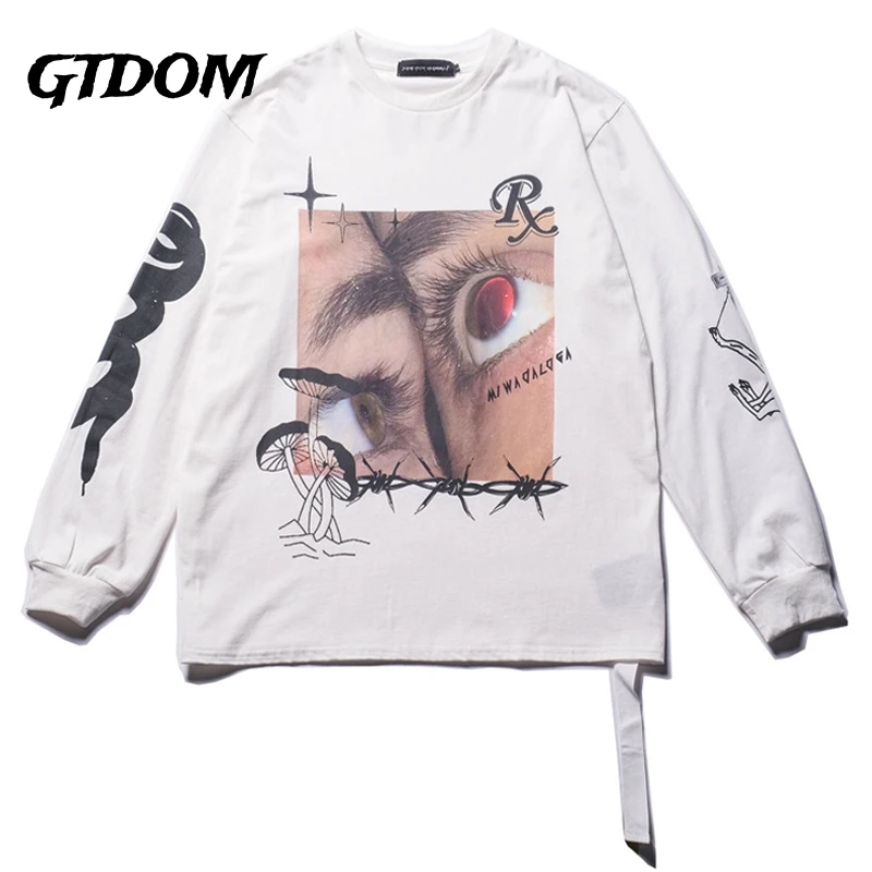 

GTDOM Men Europe And America High Street O-Neck Abihail Casual Long Sleeve T-Shirt 2021 Spring New Oversize Tshirts