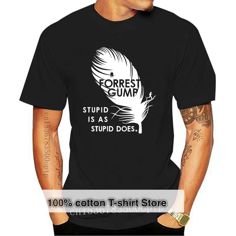 

T Shirt Company MenS Short Sleeve Printed Crew Neck Forrest Gump Stupid Is As Stupid Does Tee