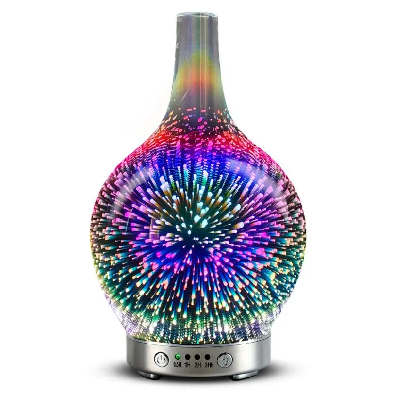 

3D firework Glass Air Humidifier Vase Shape Aroma Diffuser with Colorful light Home humidificador difusor aromaterapia office