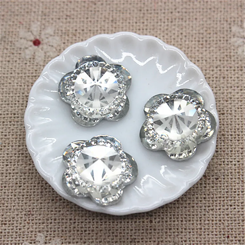 50 шт 16 мм прозрачный/красный/розовый/синий/фиолетовый/золотой смолы Bling Flower Flatback