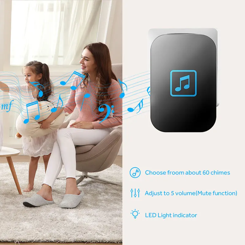 Беспроводной интеллектуальный Водонепроницаемый дверной звонок ночник 60