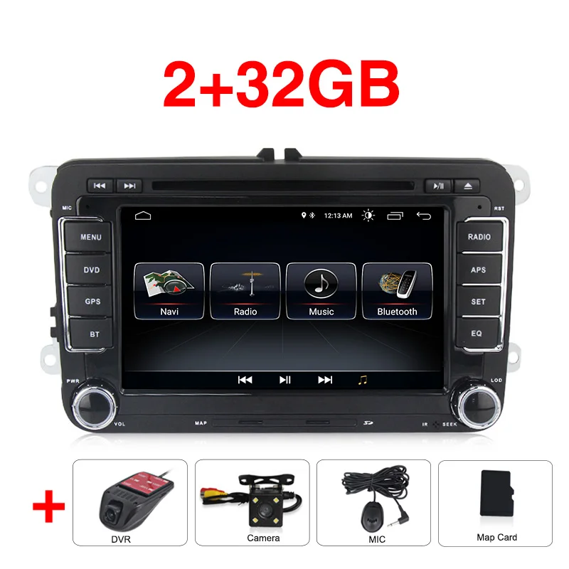 2G Add Camera DVR NaviFly Android 9 автомобильный Радио gps навигатор для Volkswagen POLO PASSAT TOURAN Golf 5 6 Skoda Seat Leon B6 dvd плеер wifi BT - Цвет: 2G Add Camera DVR