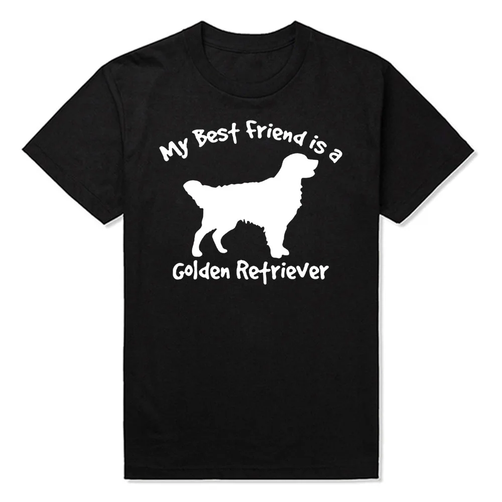 

My Best Friend Is A Golden Retriever Cotton Short Sleeve Oversized Funny T Shirt Graphic Harajuku Hip Hop T-shirt Streetwear