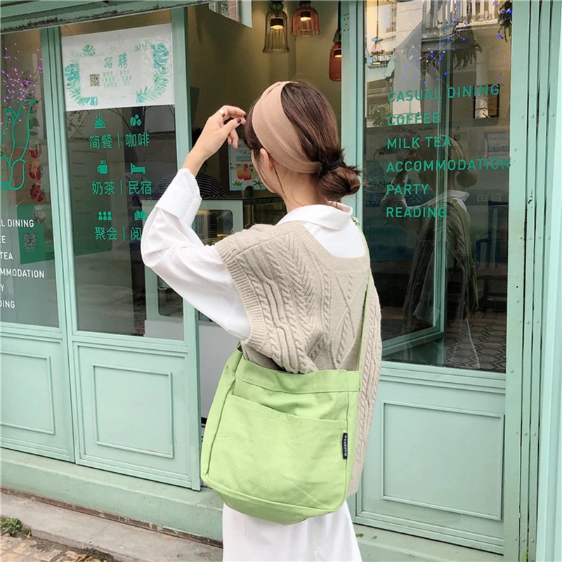 Youda оригинальный дизайн Одноцветный холщовый мешок большой емкости дамская