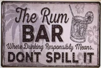rum bar rustic look vintage metal tin sign man cave shed garage bar sign