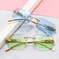 y2k vintage rimless sunglasses women clear ocean lens brand designer eyeglasses fashion coated thin uv400 sun glasses gafas
