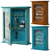 1pcs vintage blue brown key hook hanger box housekeeper on wall cabinet key holder with hanging hooks letter rack wall decor