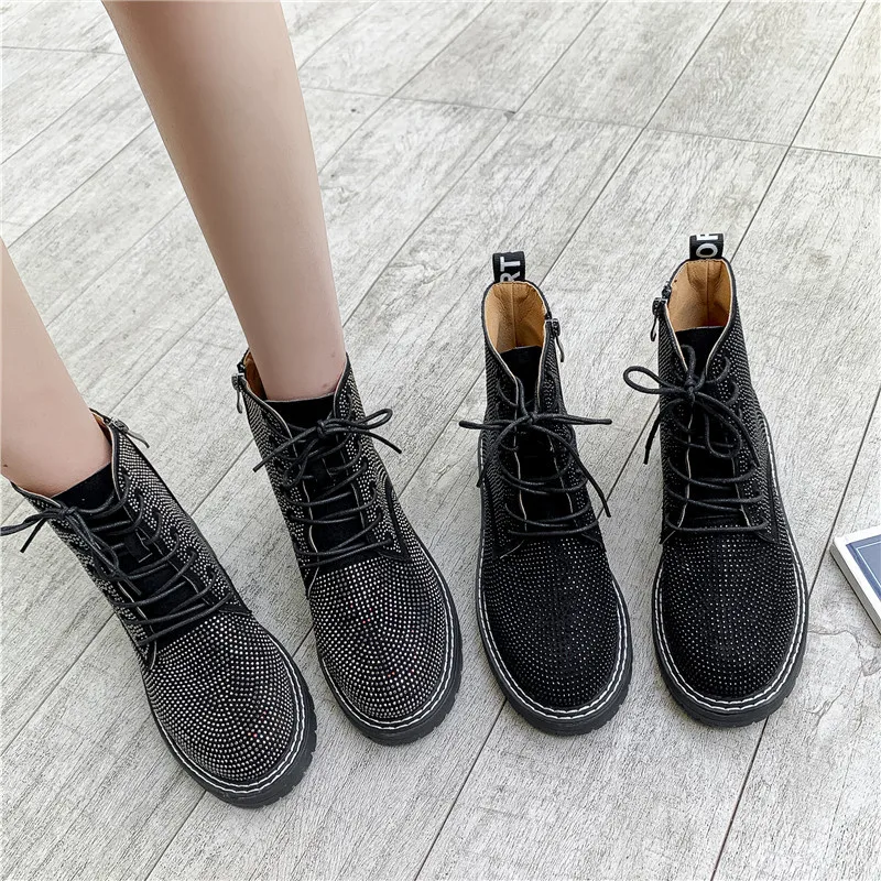 COOTELILI/осенние ботинки Для женщин 2019 Botines Mujer сапоги для бриллиантами модные