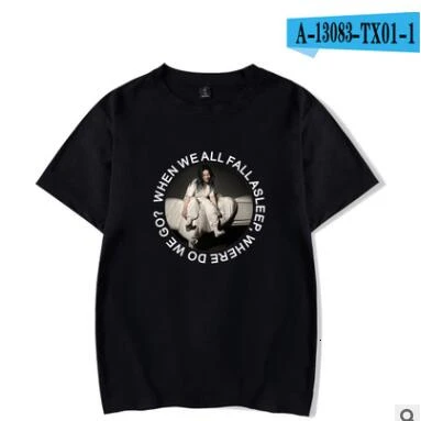 Billie Eilish Женская толстовка с капюшоном толстовки Kpop Kawaii корейский негабаритный Harajuku Хип Хоп Толстовка укороченный - Цвет: Black T