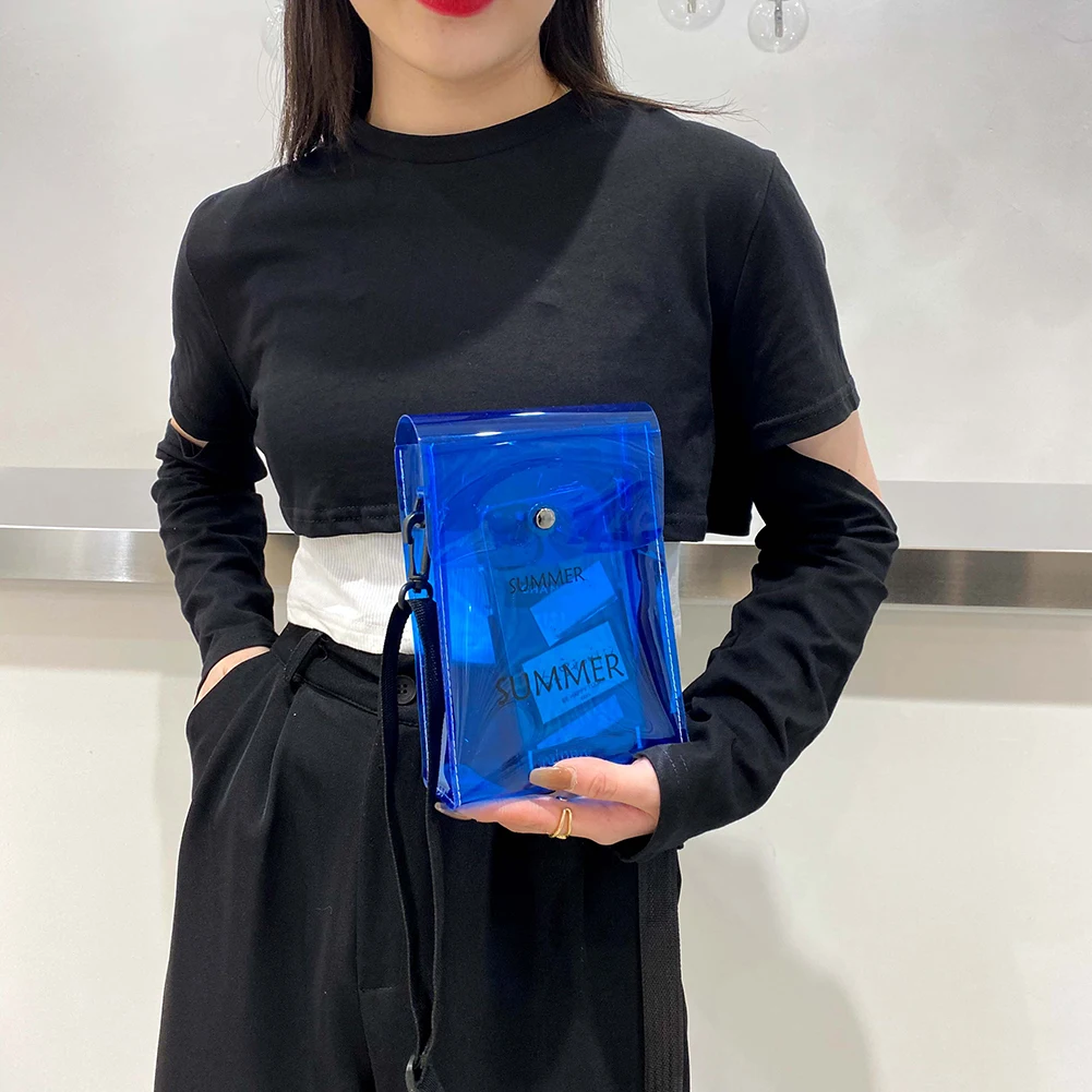 

2021 Summer Jelly Bag For Women Candy Color PVC Transparent Crossbody Female Small Square Tote Bags Shopping Bag Money Purses