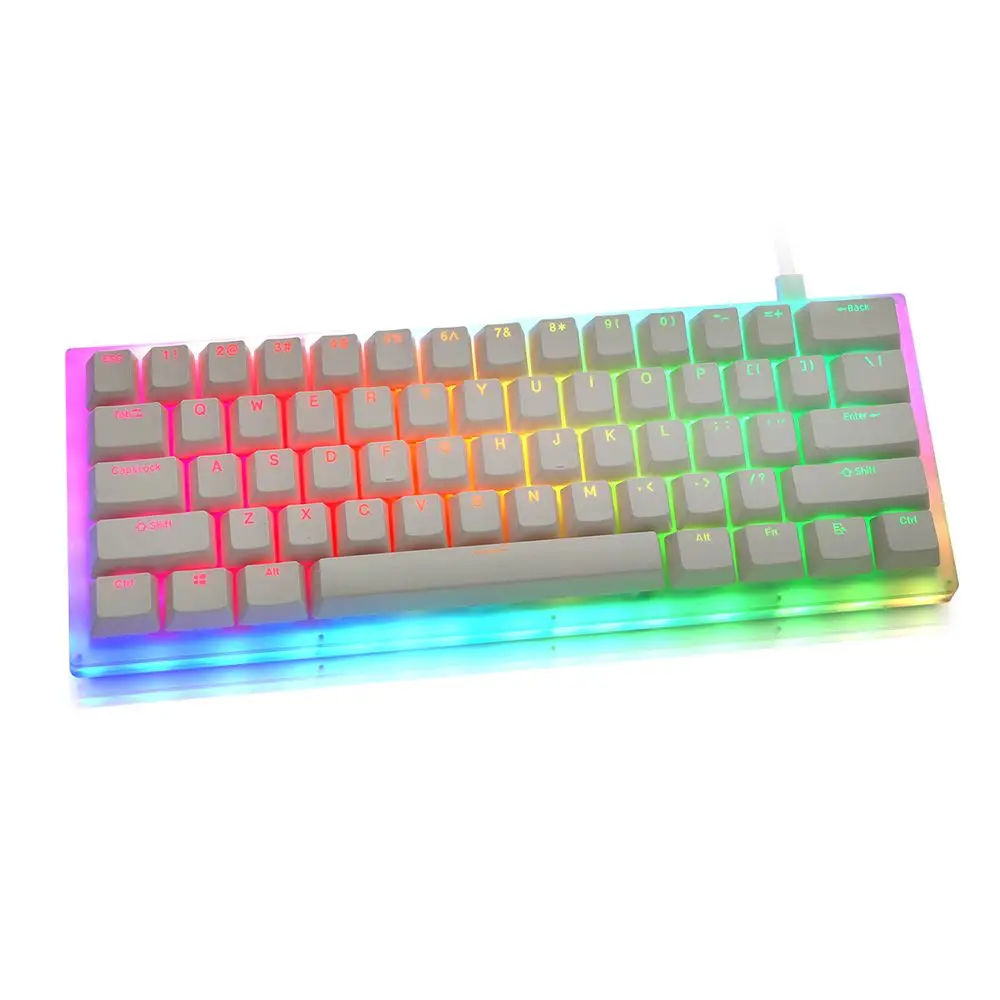 gamakay k61 hot swappable 61 keys mechanical gaming keyboard tyce c wired rgb backlit gateron switch crystalline base free global shipping