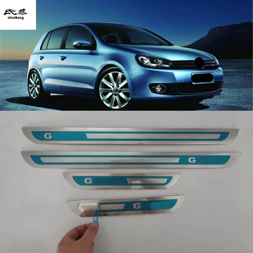 Free shipping Stainless steel 4pcs/lot for 2010-2018 Volkswagen VW golf 6 golf 7 GTI car door sill pedal car accessories