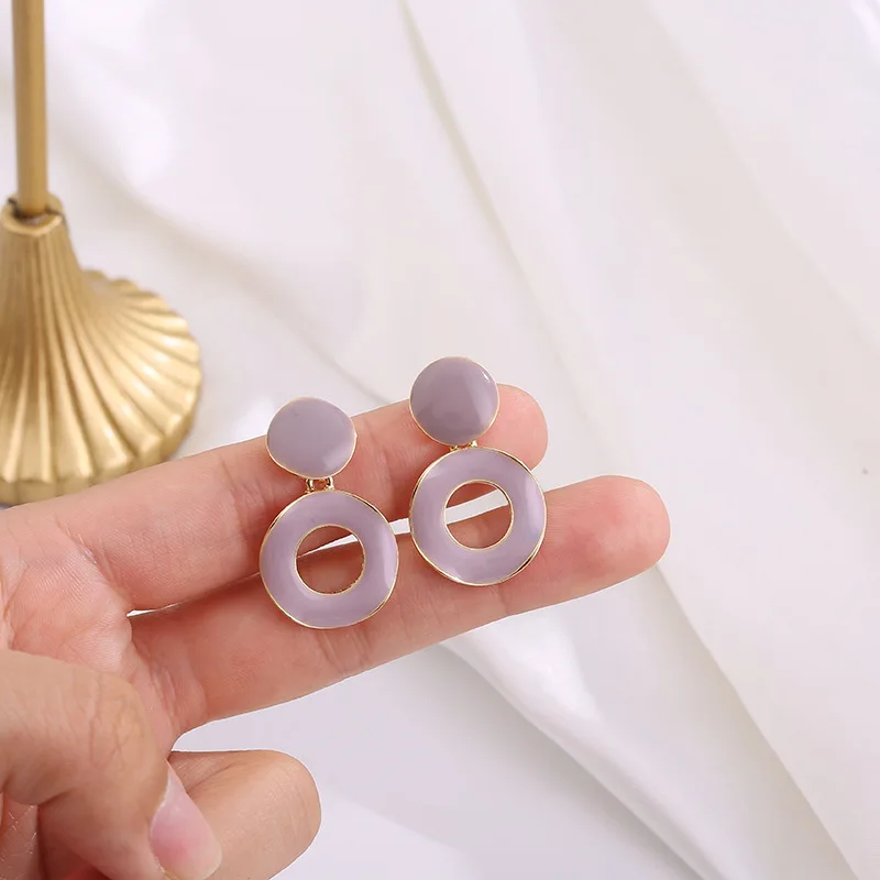 

S925 Silver Needle Korea East Gate Jewelry Classic Retro Earrings Personality Purple Ring Earrings Temperament Simple Earrings
