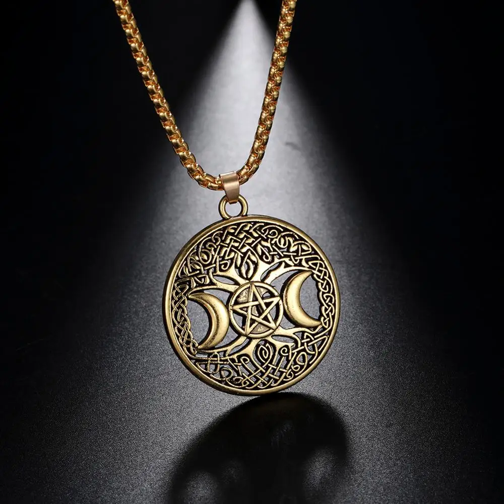 Fishhook Узелок тройной Луны богиня Пентакль Регулируемая Веревка цепочка Кулон