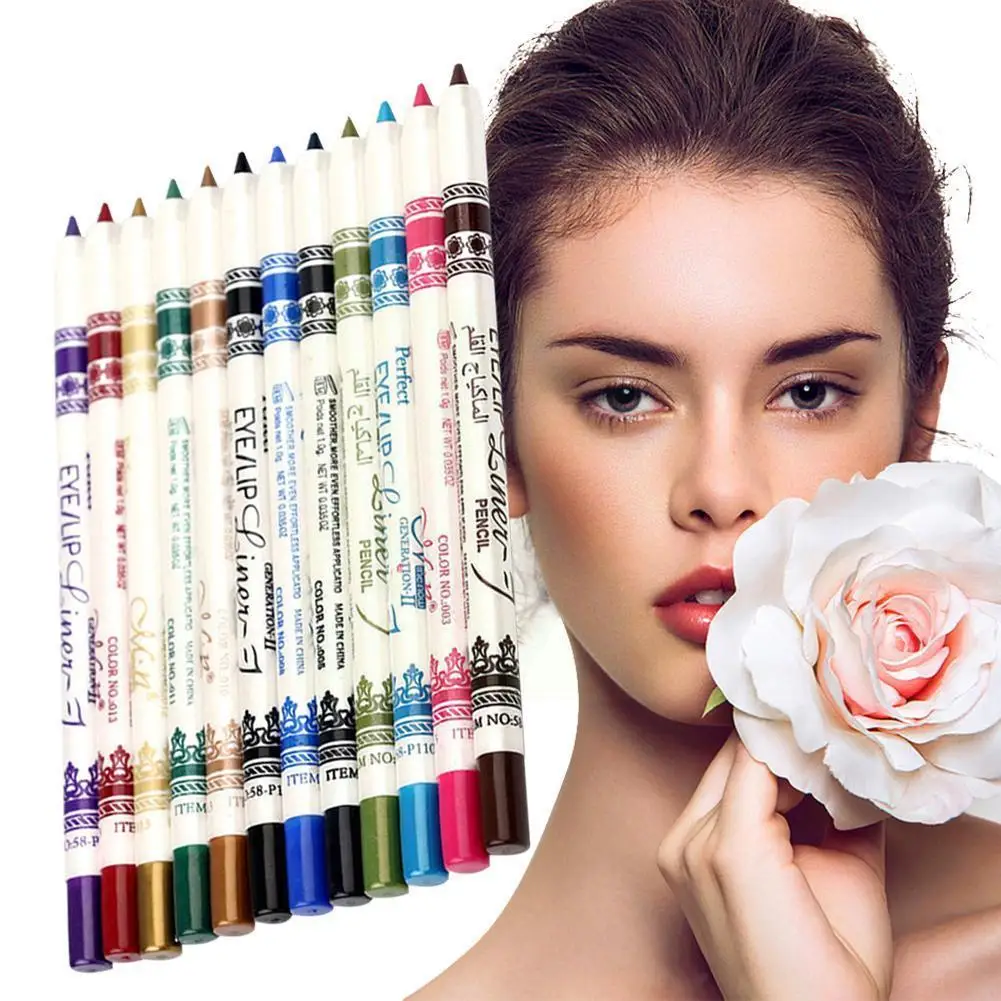 

Professional Cosmetic Makeup Glitter Pencil Eyeliner Color Illuminate Set Shadow Eye Eyeliner 12 Lips V4A9