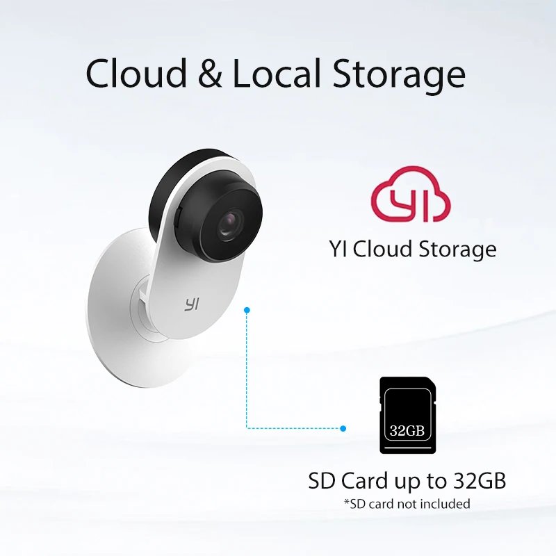 Wi-Fi Камера YI Home 3 Разрешение 1080P Full HD Онлайн доступ 24/7 Детектор аномального звука Обнаружение человека Умный поиск на облаке Таймер Питания вкл/выкл Инфракрасное ночное видение Двусторонняя аудиосвязь Cloud
