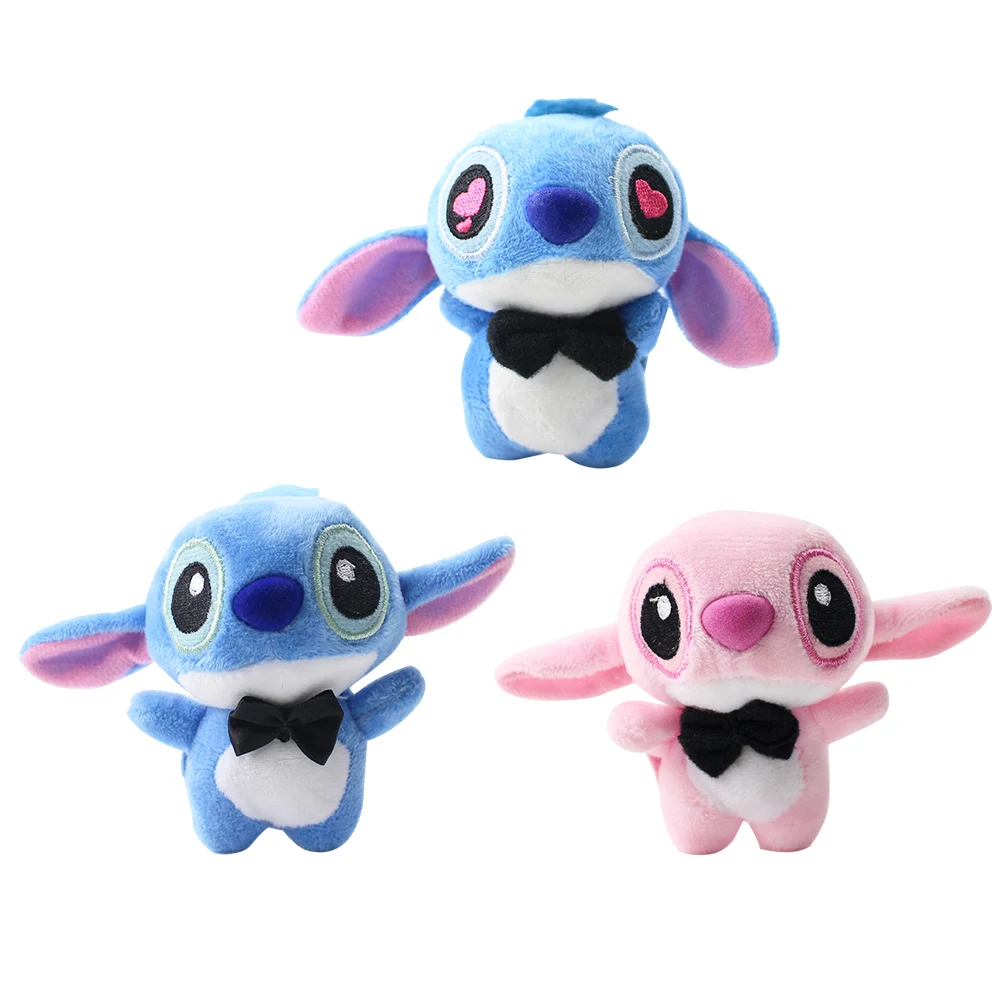 

10pcs/set 8cm Lilo and Stitch Plush Doll Keychains Big Eyes Pink Style Soft Stuffed Plush Toys Pendant