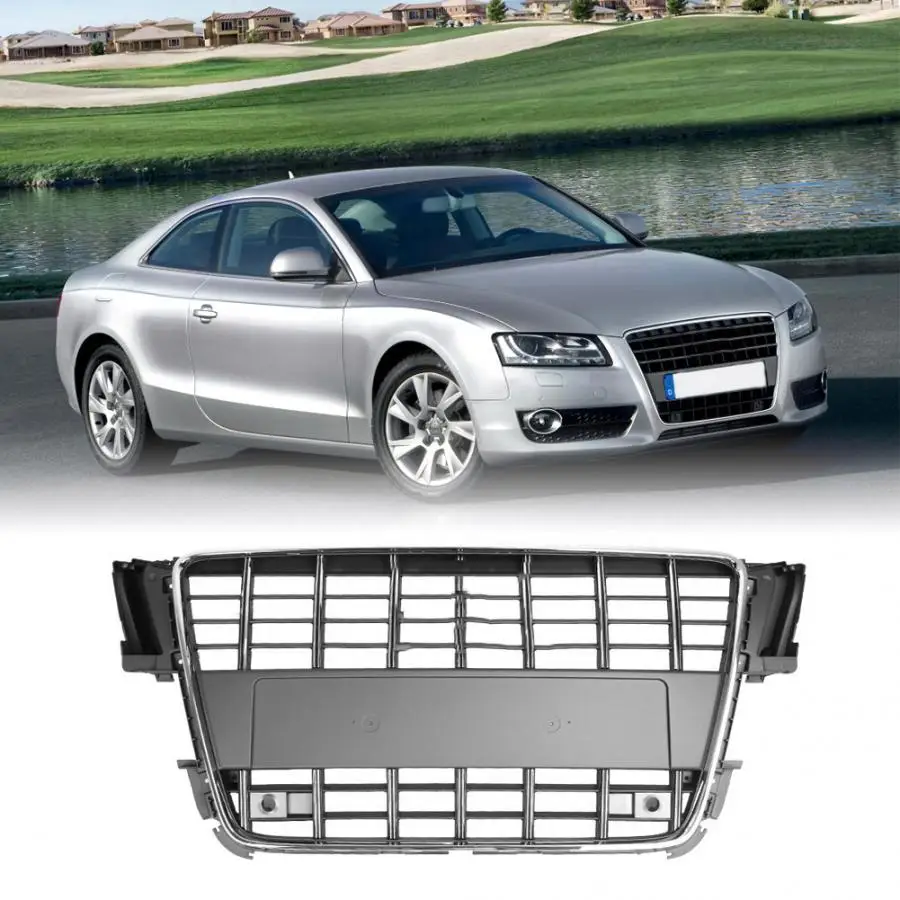 

Front Bumper Mesh Hood Grill Grille Chrome Gray for Audi A5/S5 B8 2008 2009 2010 2011 For S5 Style