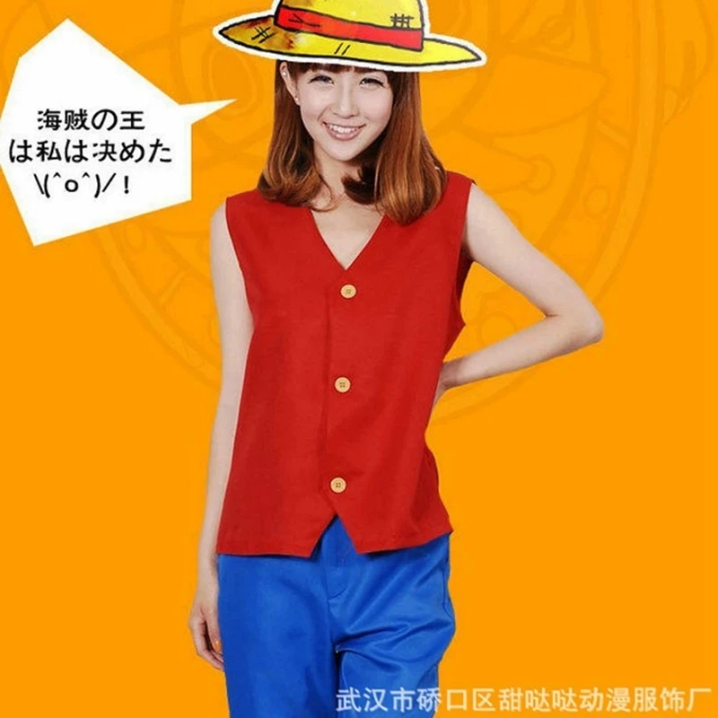 Костюм для косплея в японском стиле жилет и штаны с рисунком обезьяны д Луффи из