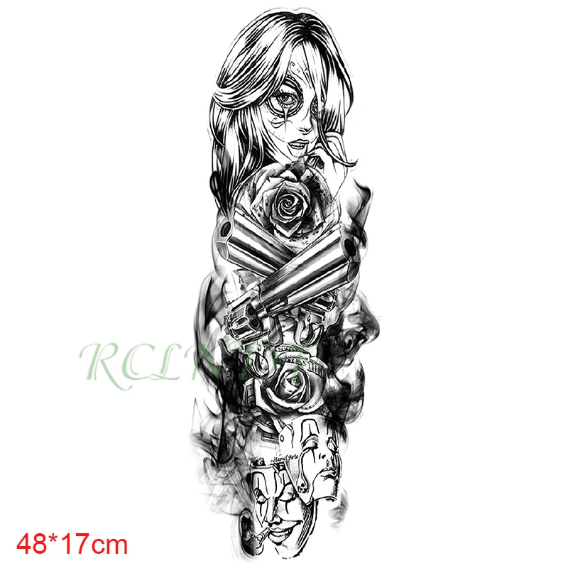 Водонепроницаемая Временная тату-наклейка пистолет Цветочная маска длинные