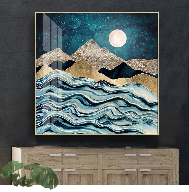 Декоративная картина восход солнца и золота настенное искусство холст с принтом