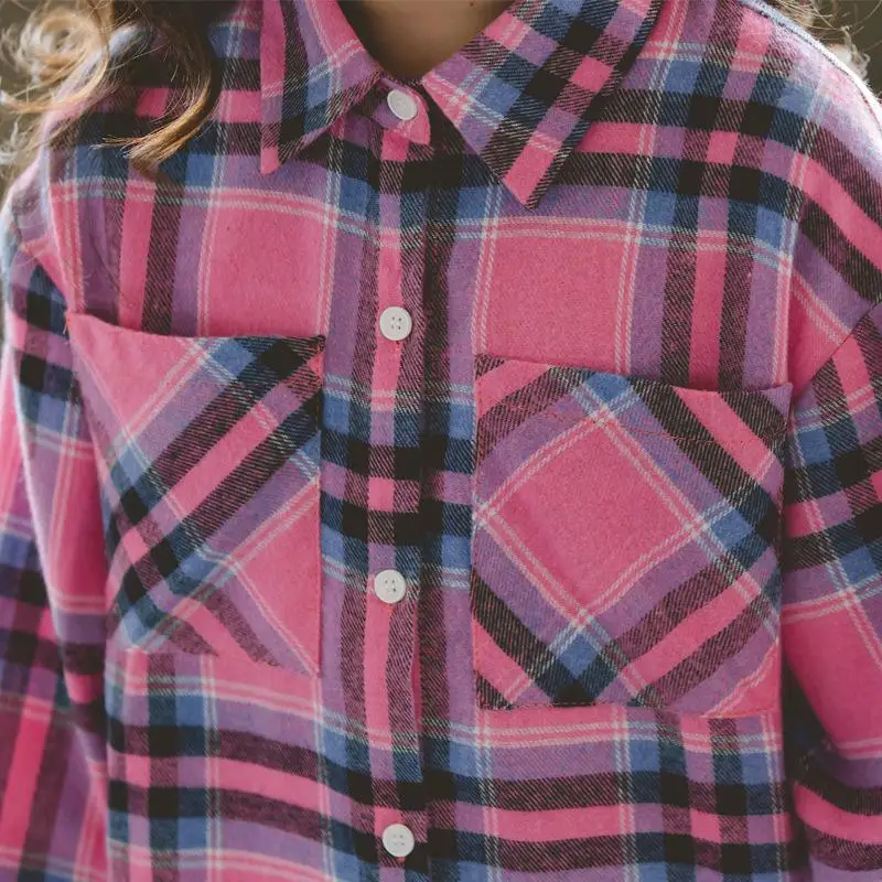 Осень 2019 платье для девочек хлопковая клетчатая рубашка на пуговицах длинное