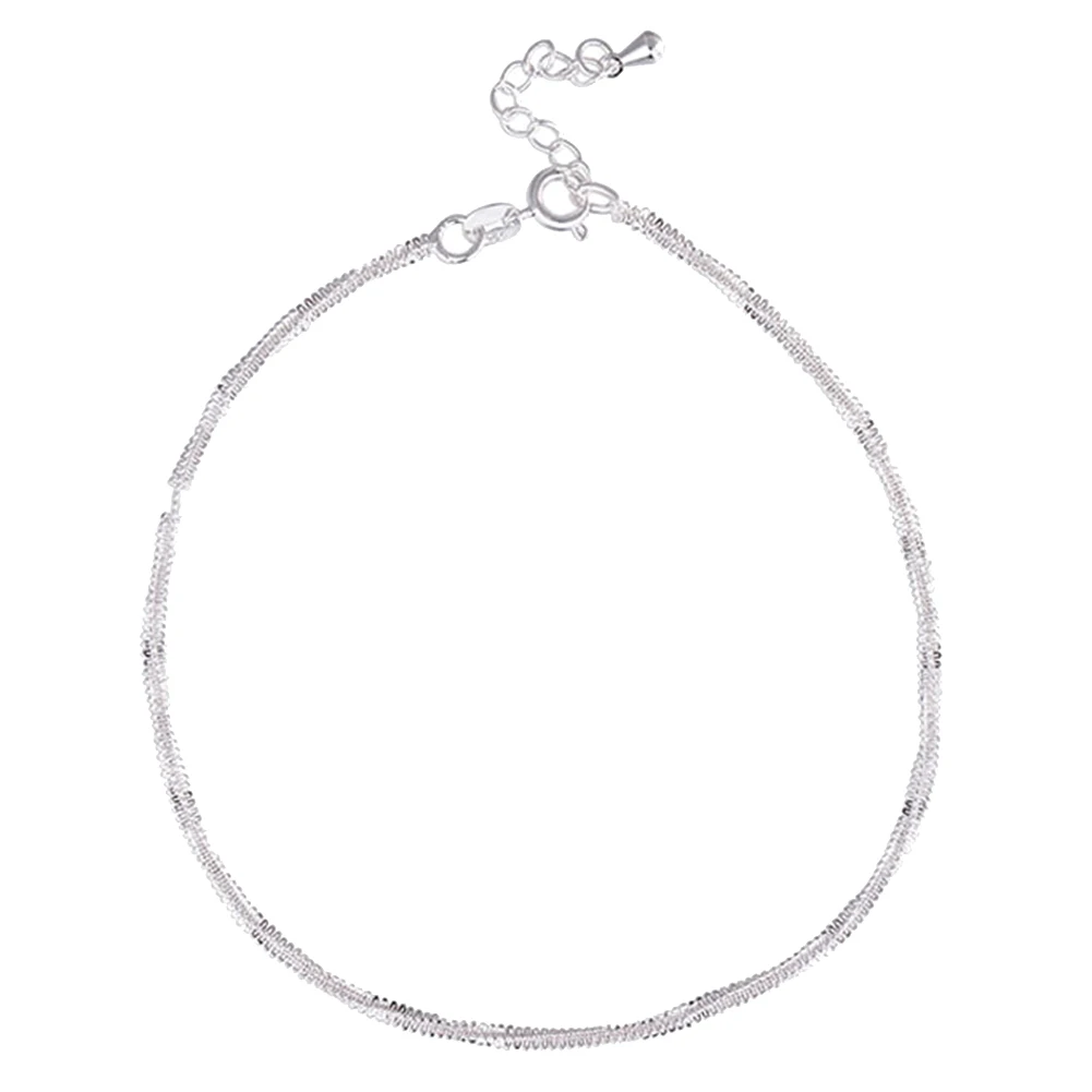 Thin silver plated Shiny Chains Anklet For Women Girls Friend Foot Jewelry Leg Bracelet Barefoot Tobillera de Prata | Украшения и