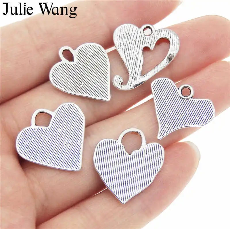 Julie Wang 5 шт. шармы в форме сердца сплав Смешанное дерево спираль Стрекоза