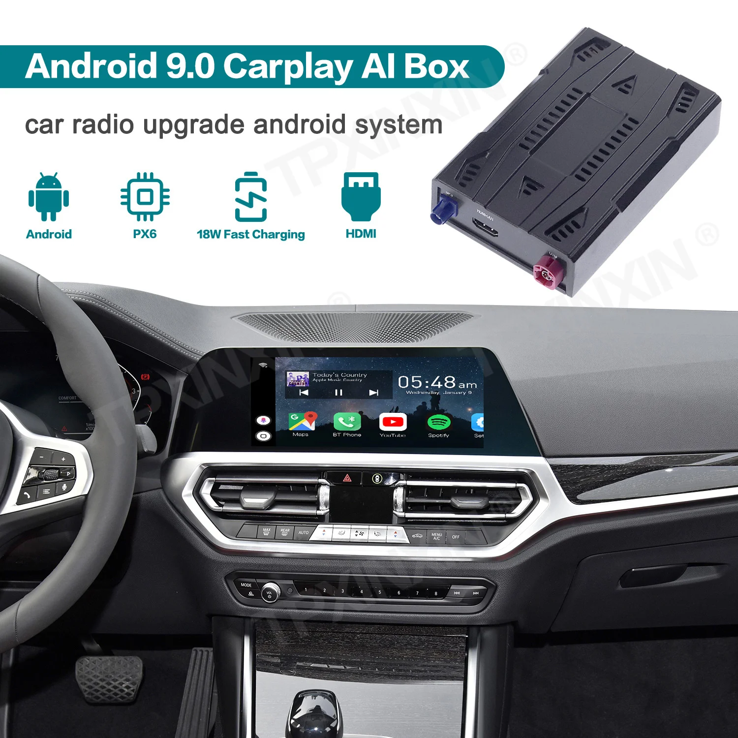 

Carplay CP Box Car Multimedia Player New Version 4+128G Android system Wireless Mirror link For Apple Carplay Android TV Box