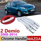 Хромированная накладка на дверную ручку для Mazda 2 Demio Mazda2 2008  2014, автомобильные аксессуары, наклейки, набор отделки для 4 дверей 2009 2010 2011 2012