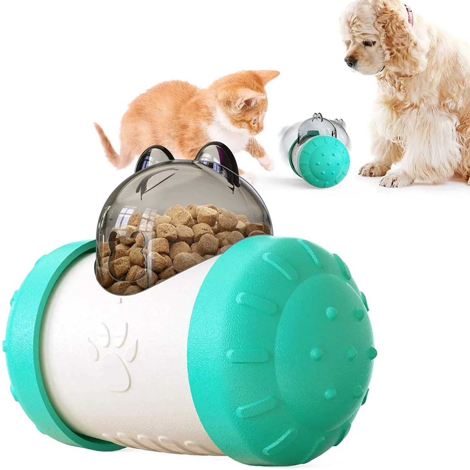 

Interactive Cat Puzzle Toy for Indoor Cats Training Dog Treat Food Dispenser Slow Food Leaking Tumbler Feeder for Puppy Kitten