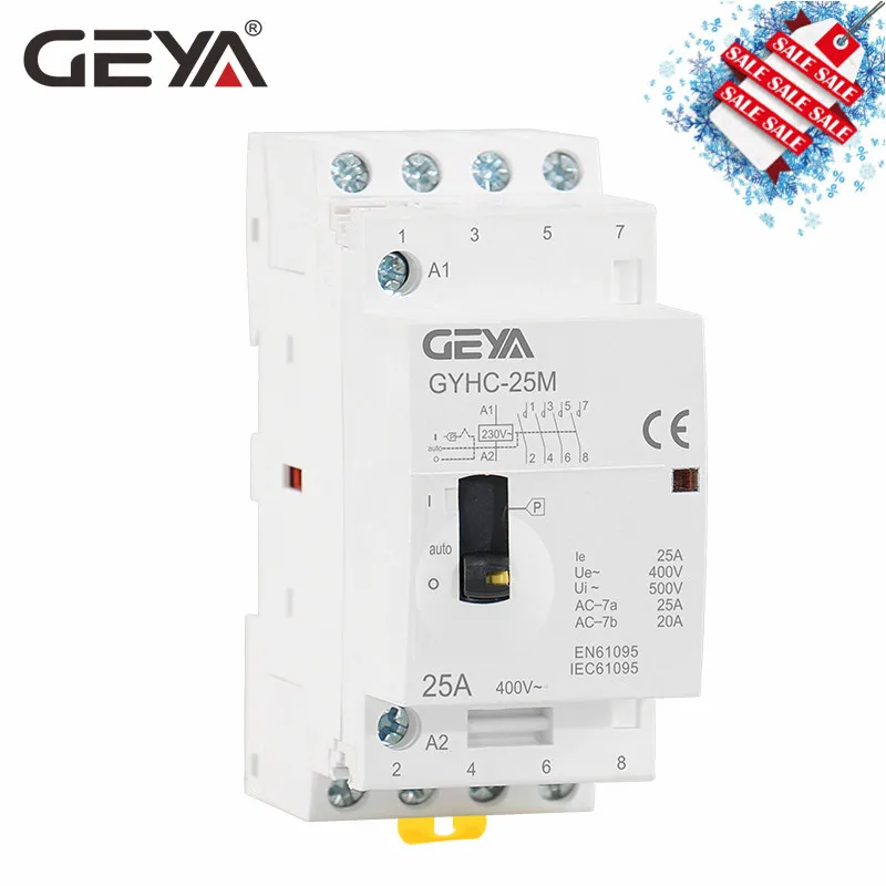 GEYA GYHC 4P 16A 20A 25A 4NO 220 V/230 V 50/60HZ Din rail бытовой AC Контактор В соответствии с стандартом
