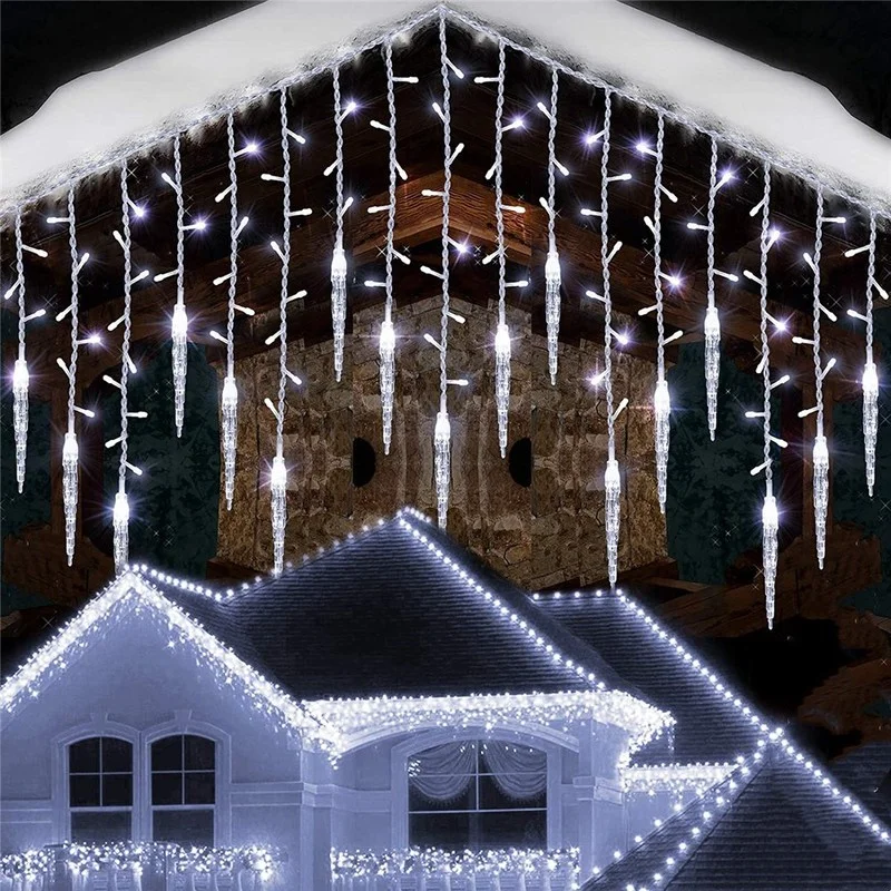 

3-28M Christmas Waterfall Garland LED Curtain Icicle String Lights Outdoor Xmas Decoration Fairy Light Decor Garden Eaves Patio